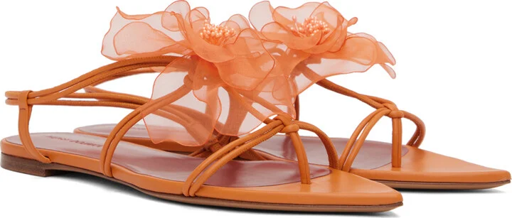 Nensi Dojaka Orange Appliqué Sandals - Image 4