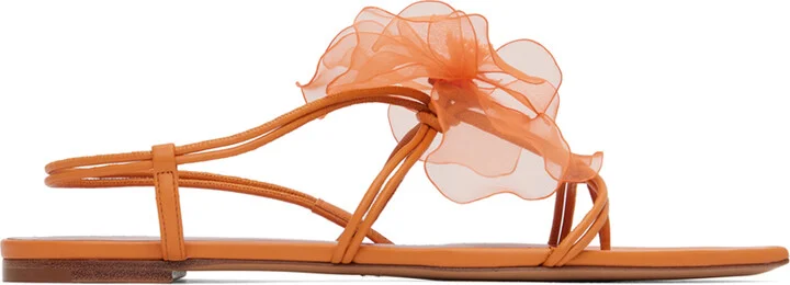 Nensi Dojaka Orange Appliqué Sandals