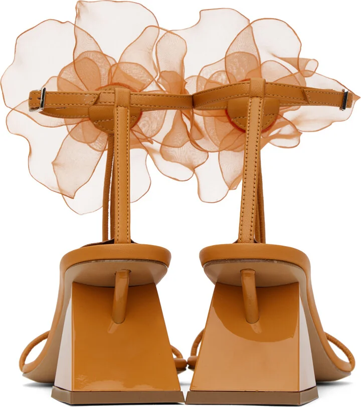 Nensi Dojaka Orange Floral Sandals - Image 2