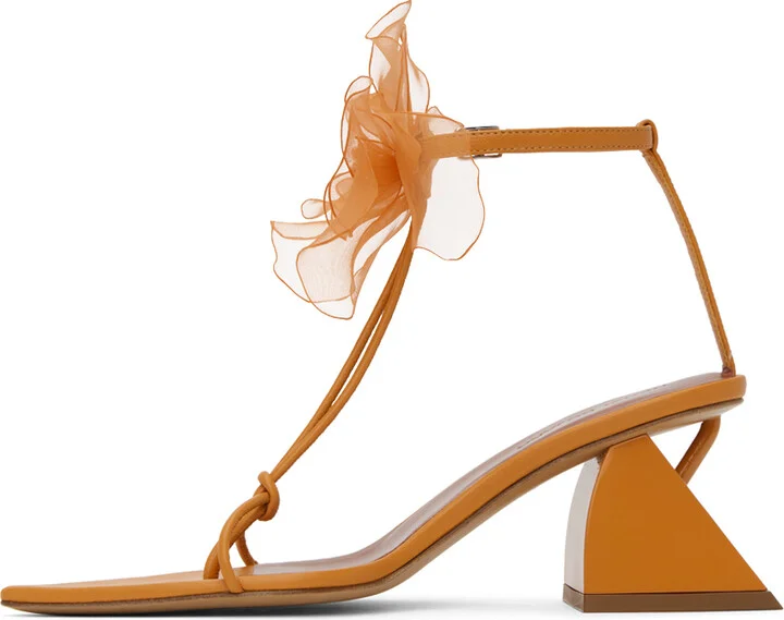 Nensi Dojaka Orange Floral Sandals - Image 3