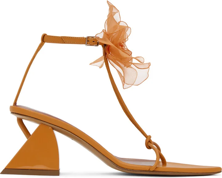 Nensi Dojaka Orange Floral Sandals