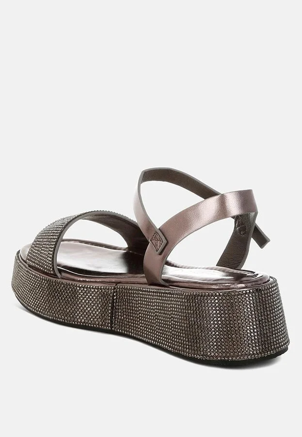 Nensis Rhinestone Embellished Flatform Sandals - Image 3