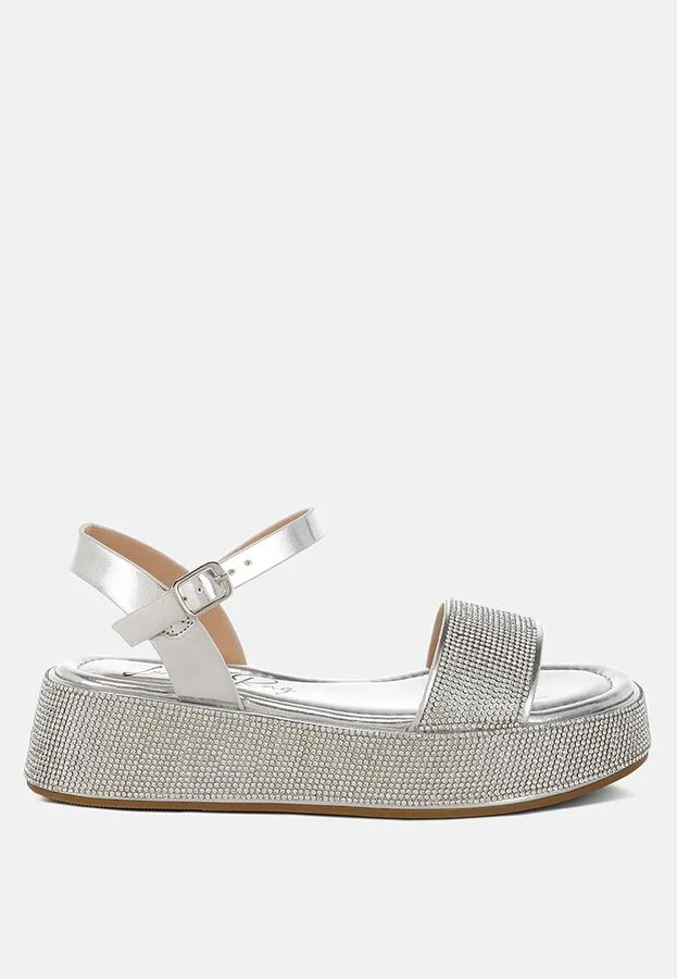 Nensis Rhinestone Embellished Flatform Sandals - Image 4