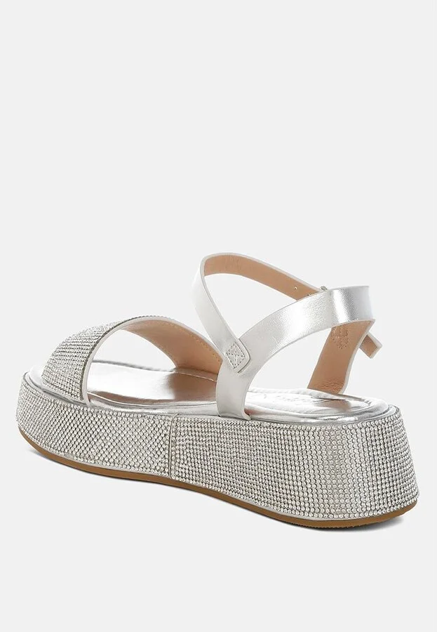 Nensis Rhinestone Embellished Flatform Sandals - Image 5