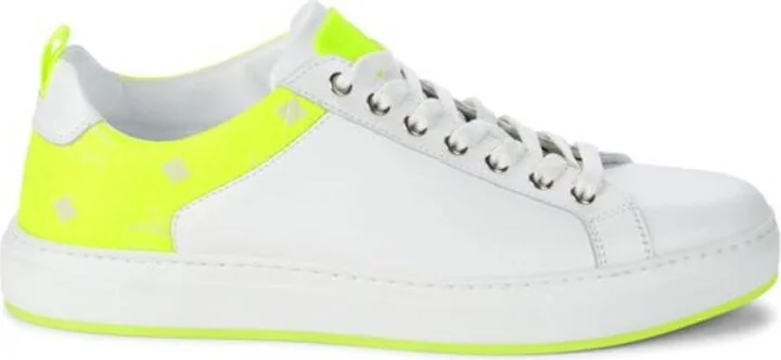 Neon-Trimmed Leather Sneakers