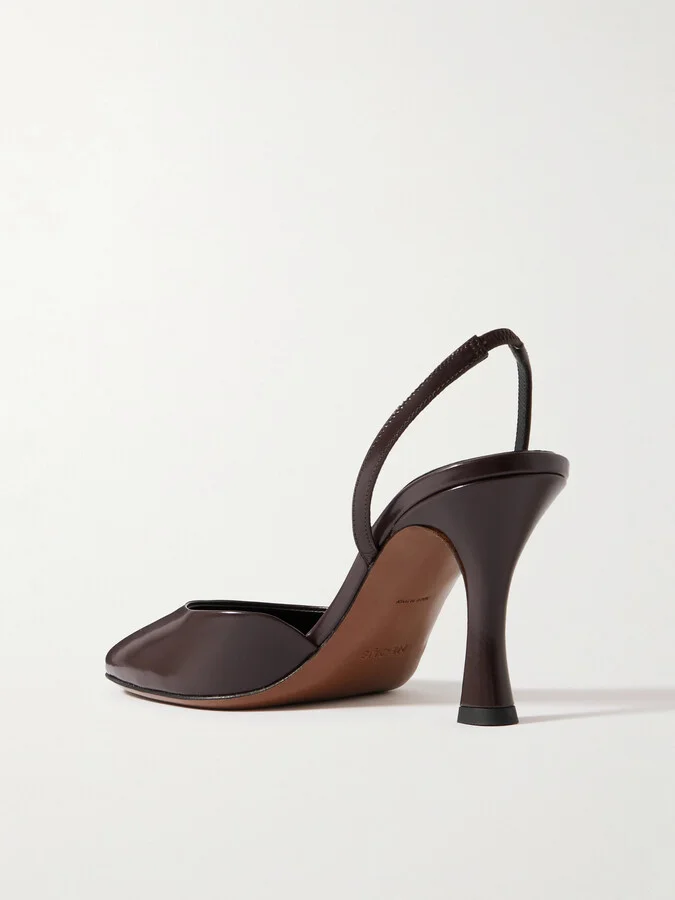 NEOUS - Baten Glossed-leather Slingback Pumps - Brown - Image 3