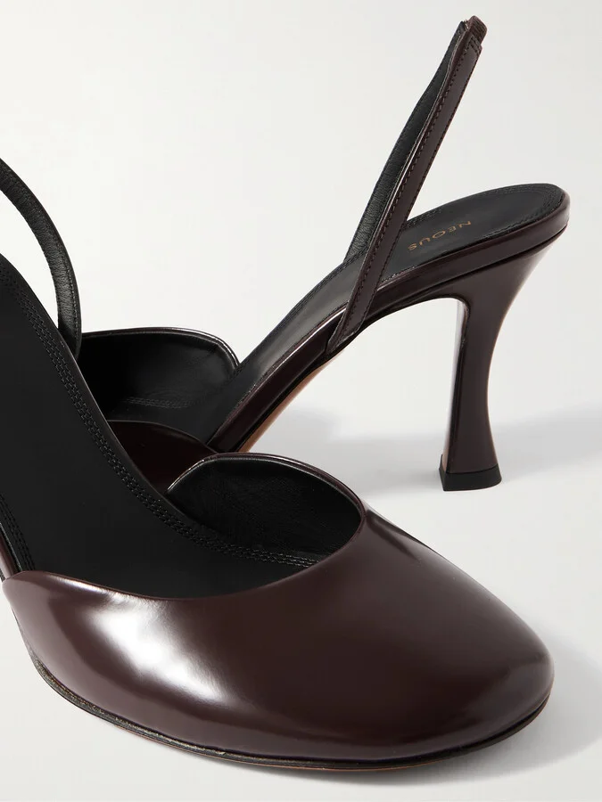 NEOUS - Baten Glossed-leather Slingback Pumps - Brown - Image 4