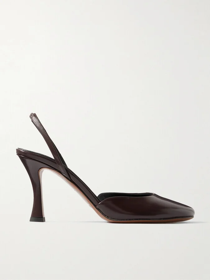 NEOUS - Baten Glossed-leather Slingback Pumps - Brown