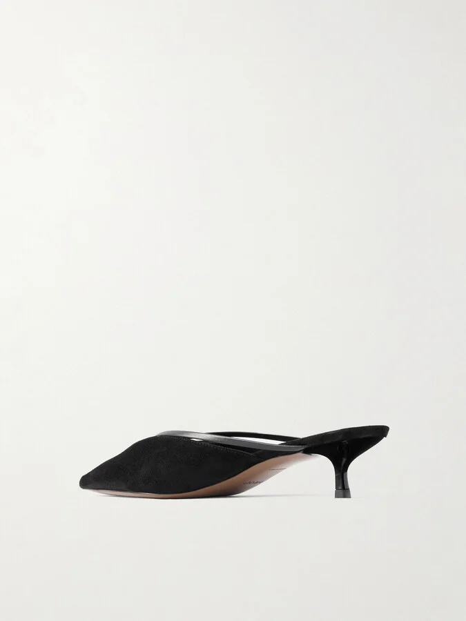NEOUS - Bosona Leather-trimmed Suede Pointed-toe Pumps - Black - Image 3