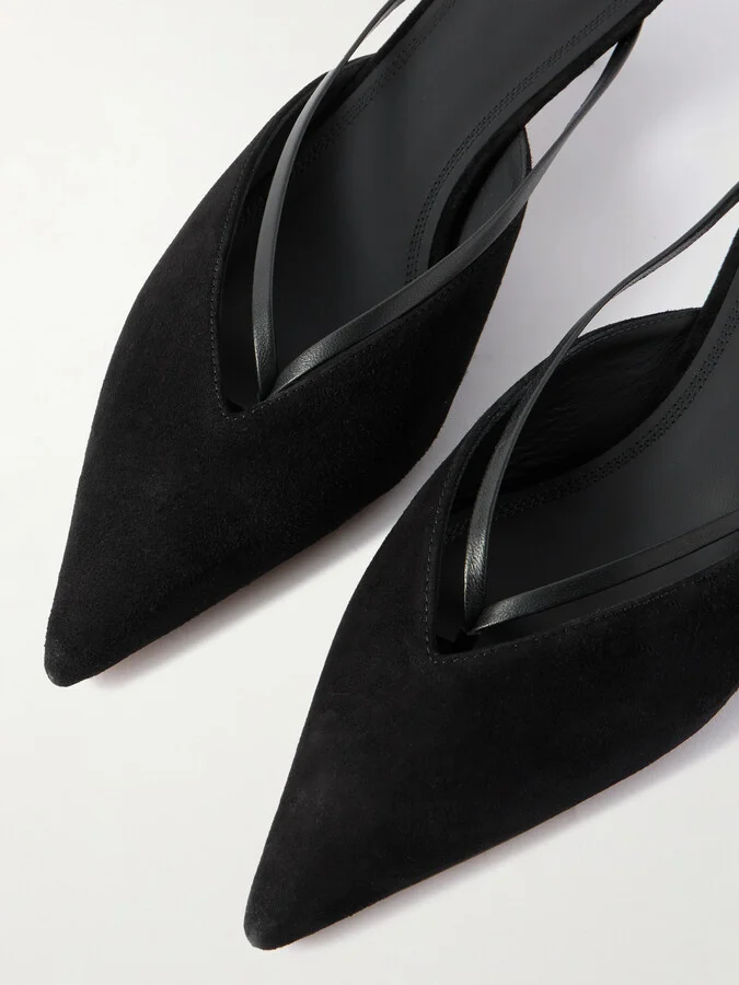 NEOUS - Bosona Leather-trimmed Suede Pointed-toe Pumps - Black - Image 4