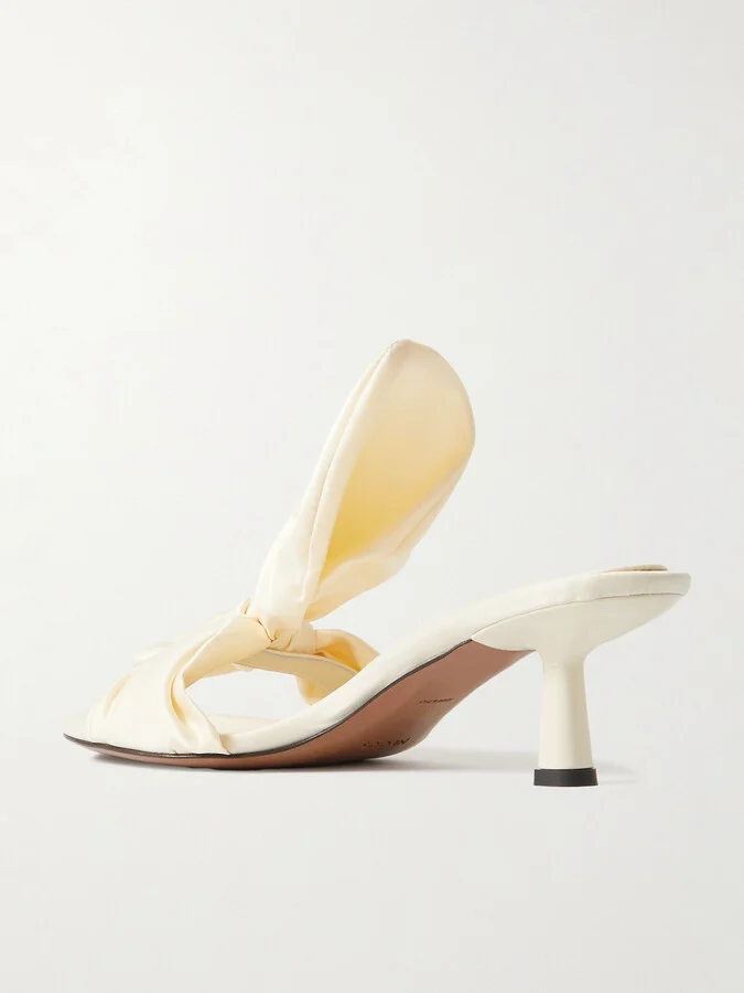 NEOUS - Diana Bow-detailed Satin Sandals - Neutrals - Image 3