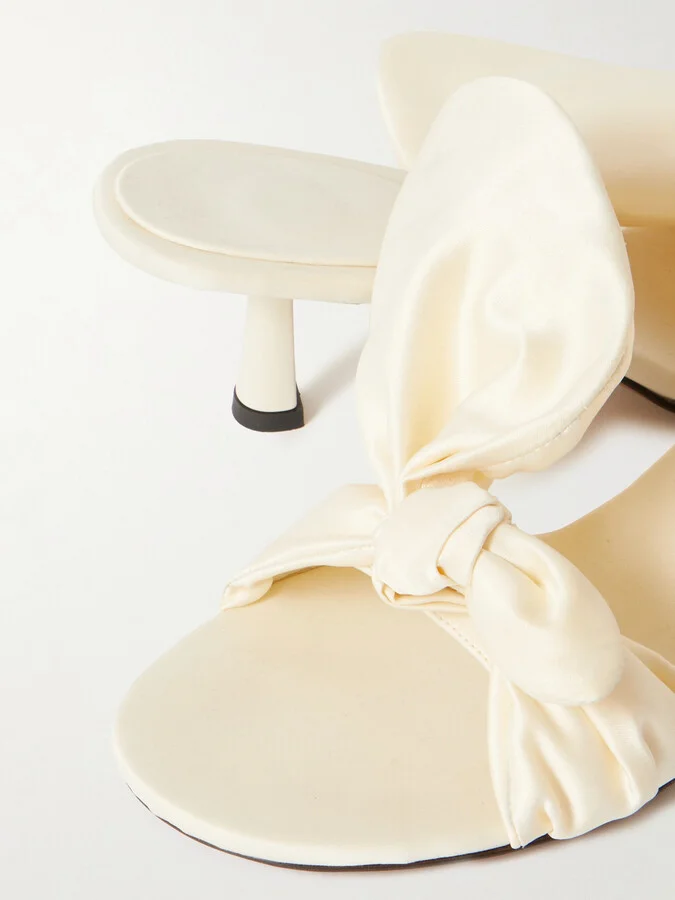 NEOUS - Diana Bow-detailed Satin Sandals - Neutrals - Image 4