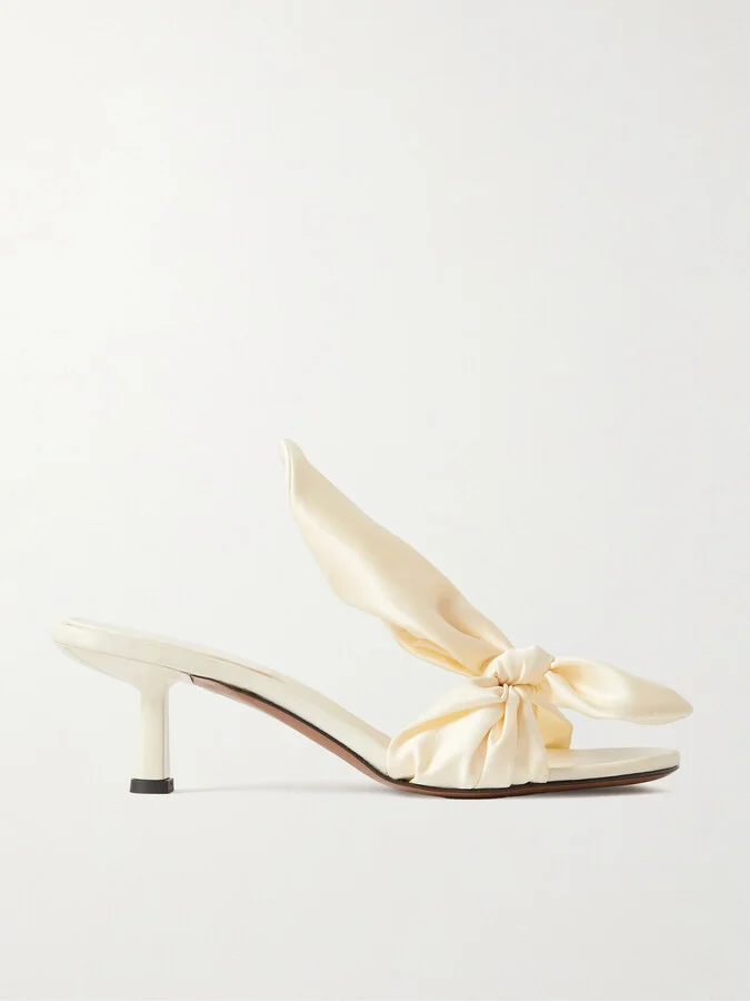 NEOUS - Diana Bow-detailed Satin Sandals - Neutrals