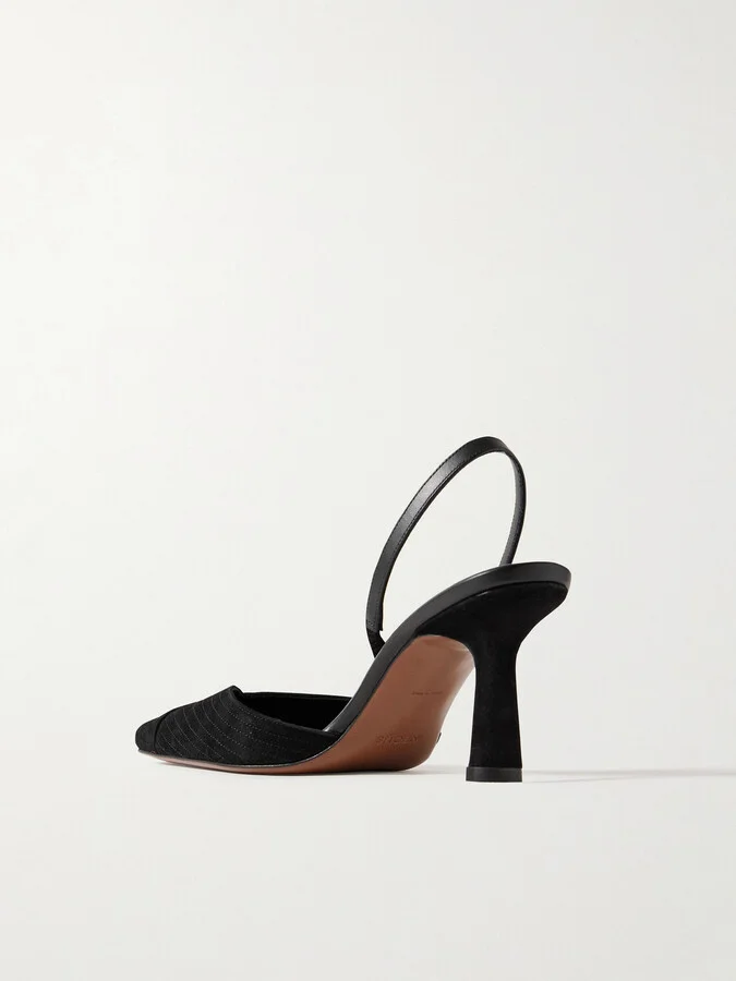 NEOUS - Dilmun Leather-trimmed Suede Slingback Pumps - Black - Image 3