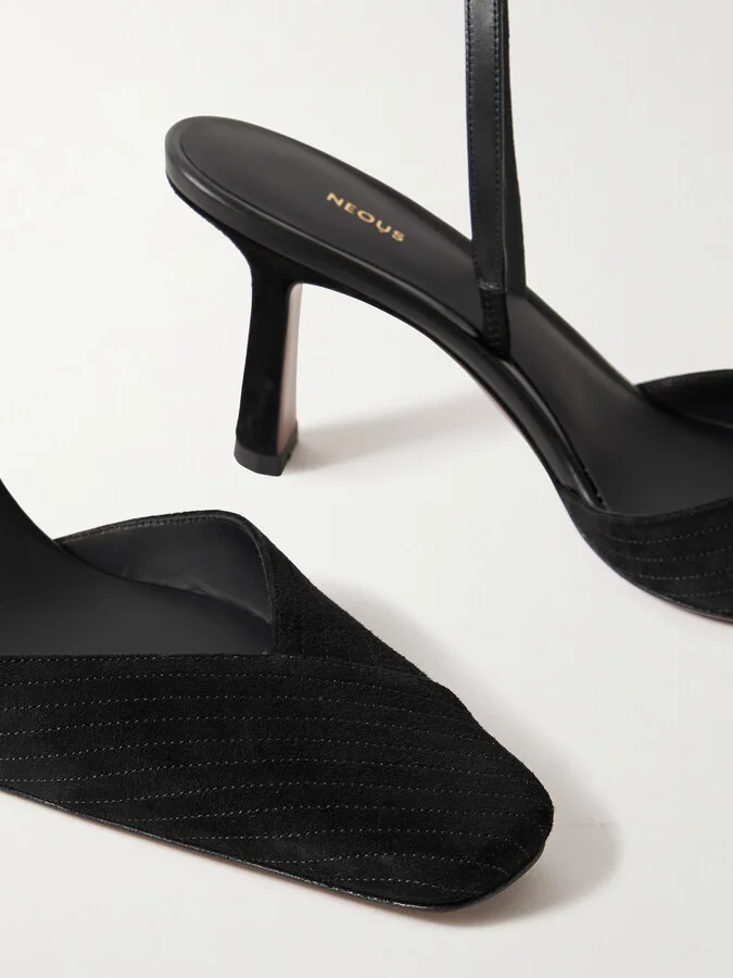 NEOUS - Dilmun Leather-trimmed Suede Slingback Pumps - Black - Image 4