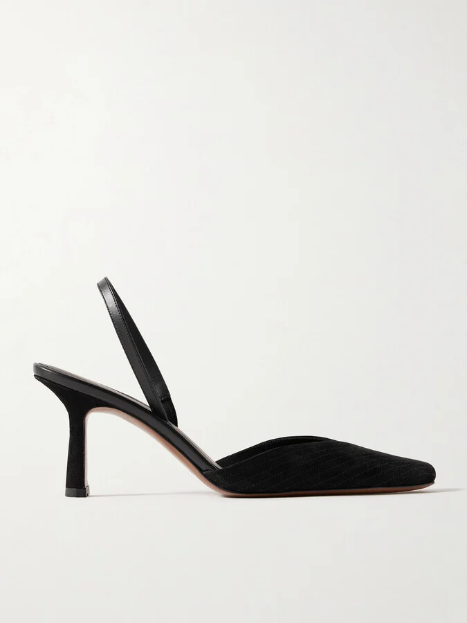 NEOUS - Dilmun Leather-trimmed Suede Slingback Pumps - Black