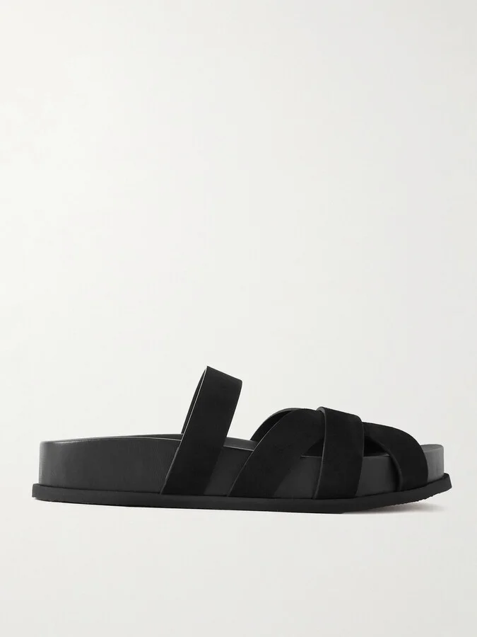NEOUS - Ibor Suede Slides - Black