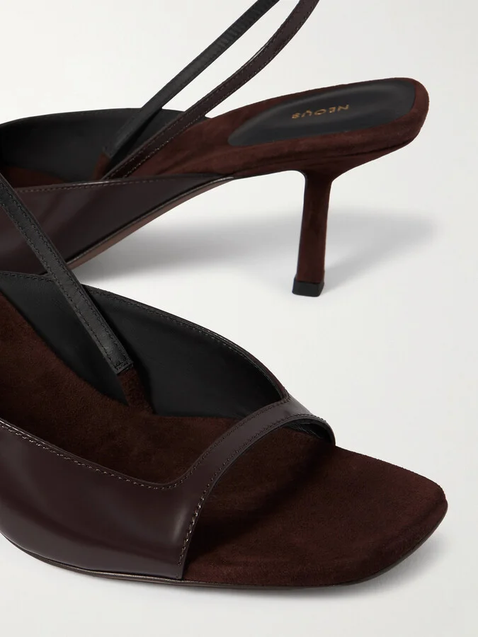 NEOUS - Kamui Glossed-leather Slingback Sandals - Brown - Image 4