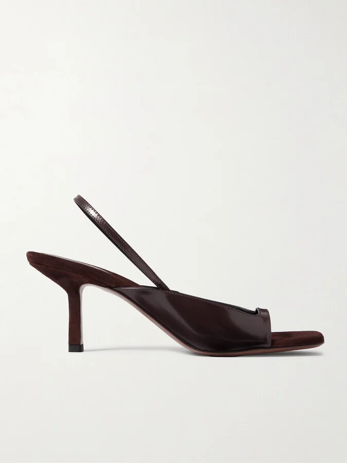 NEOUS - Kamui Glossed-leather Slingback Sandals - Brown