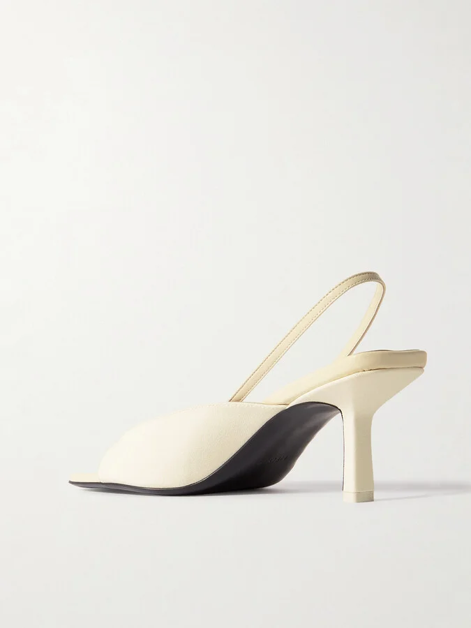 NEOUS - Kamui Leather-trimmed Cady Slingback Sandals - Cream - Image 3