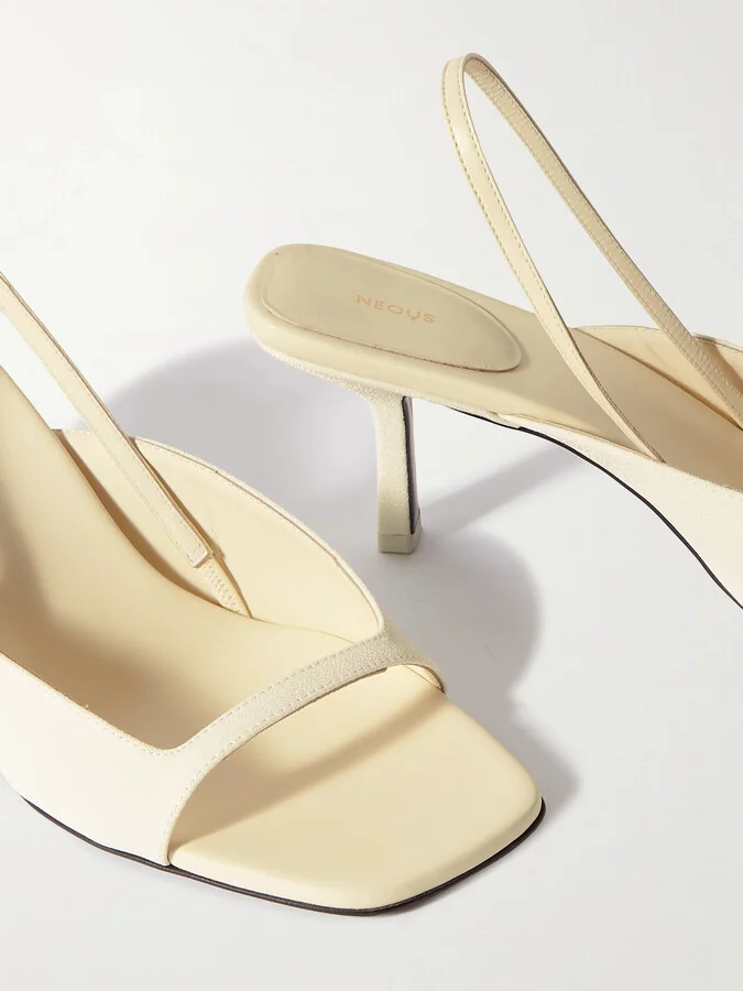 NEOUS - Kamui Leather-trimmed Cady Slingback Sandals - Cream - Image 4