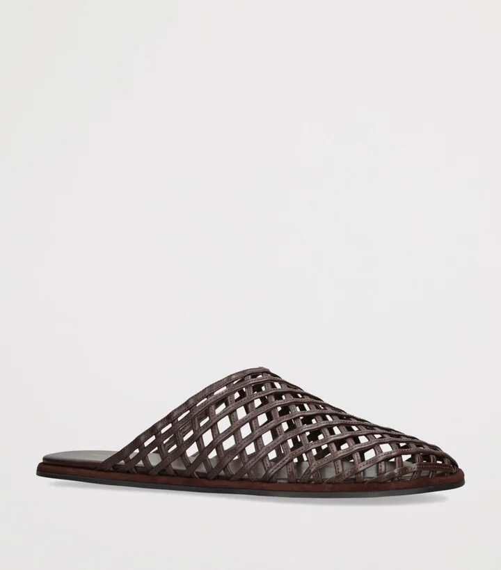 Neous Leather Woven Atik Slides - Image 3