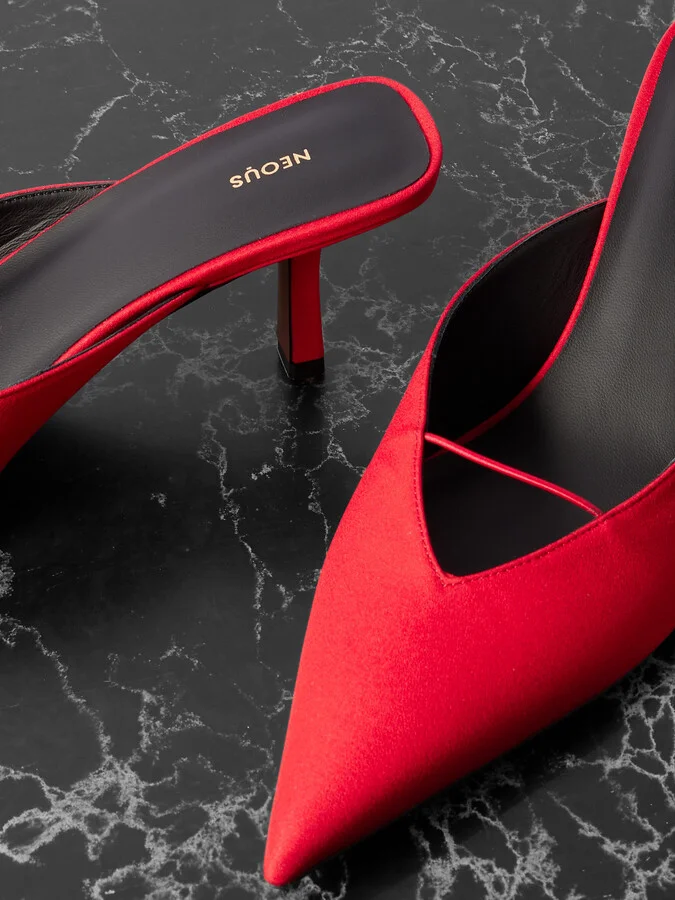 NEOUS - Matar Satin Mules - Red - Image 4