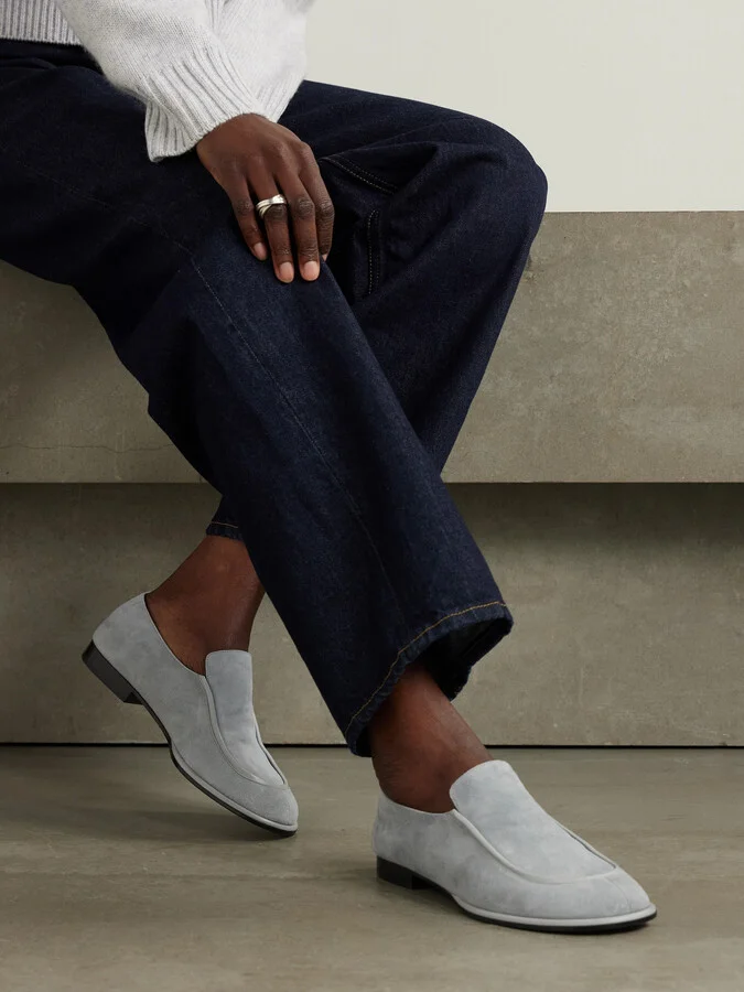 NEOUS - Polaris Leather-trimmed Suede Loafers - Gray - Image 2