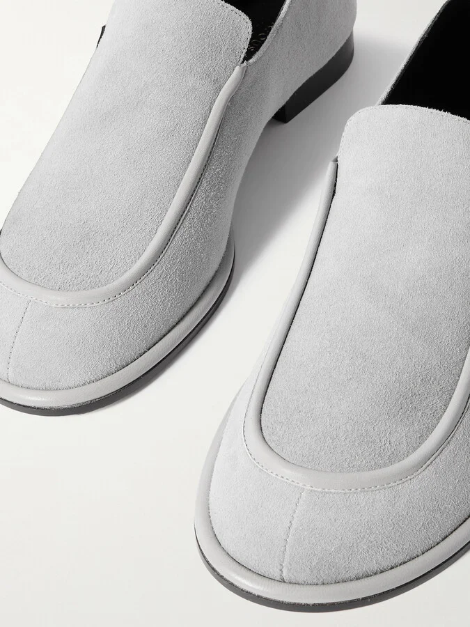 NEOUS - Polaris Leather-trimmed Suede Loafers - Gray - Image 4
