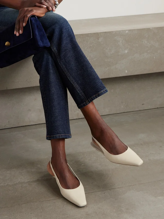 NEOUS - Uba Bow-embellished Faille And Leather Slingback Flats - Neutrals - Image 5