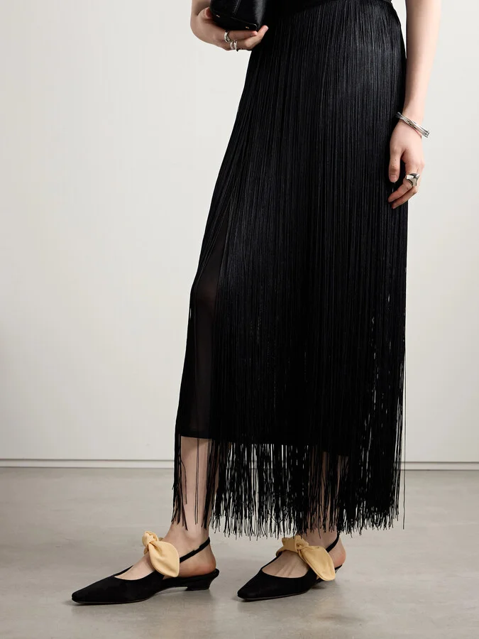 NEOUS - Uba Bow-embellished Faille And Suede Slingback Flats - Black - Image 2