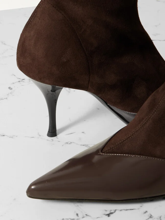 NEOUS - Vega Paneled Leather-trimmed Suede Ankle Boots - Brown - Image 4