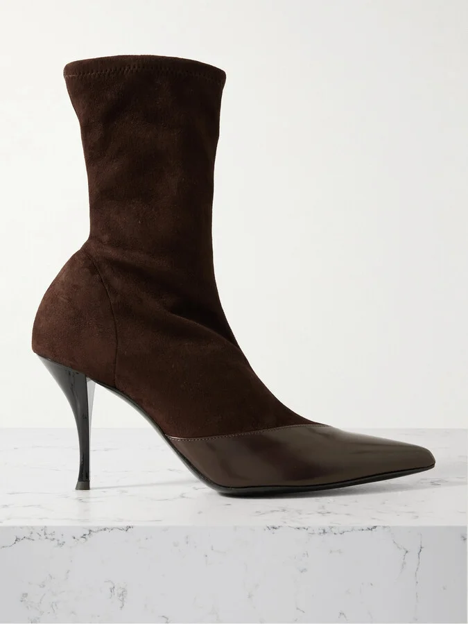 NEOUS - Vega Paneled Leather-trimmed Suede Ankle Boots - Brown