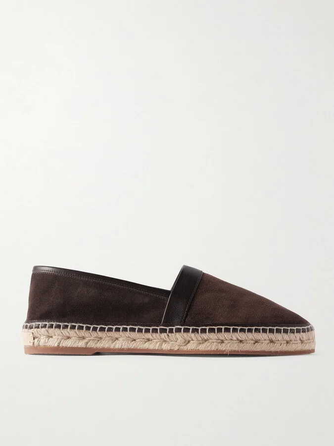 Nerano Leather-Trimmed Suede Espadrilles