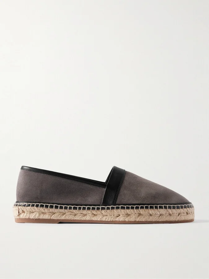 Nerano Leather-Trimmed Suede Espadrilles