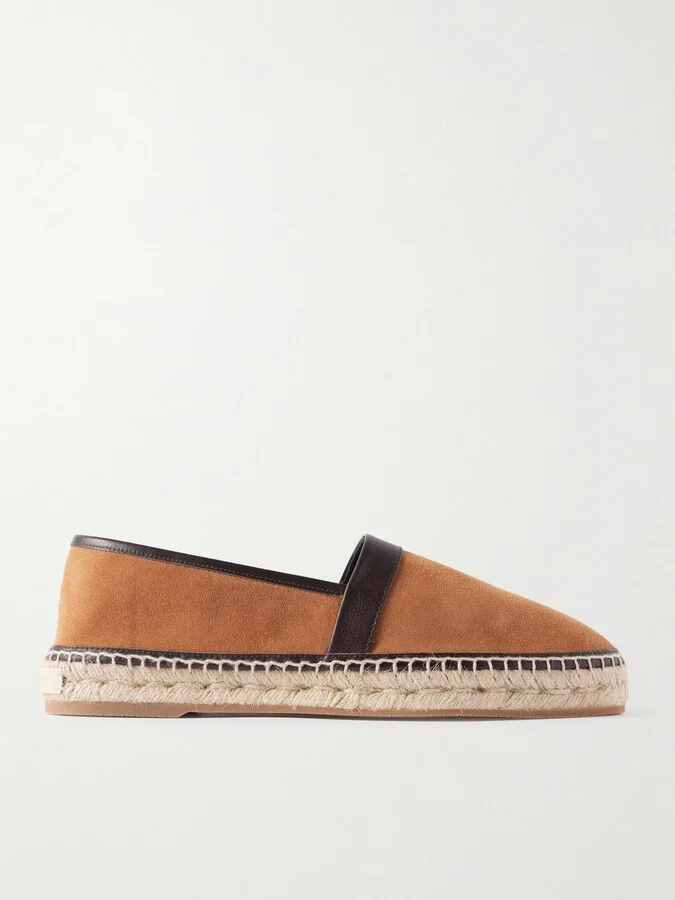 Nerano Leather-Trimmed Suede Espadrilles