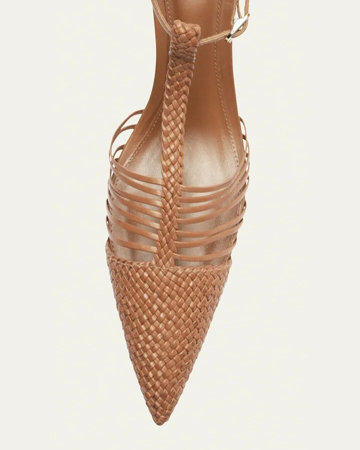 Nessa Pointed Woven Leather Sandals - Image 4