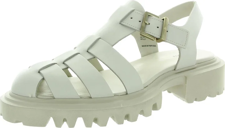 Nessie Womens Buckle Faux Leather Fisherman Sandals