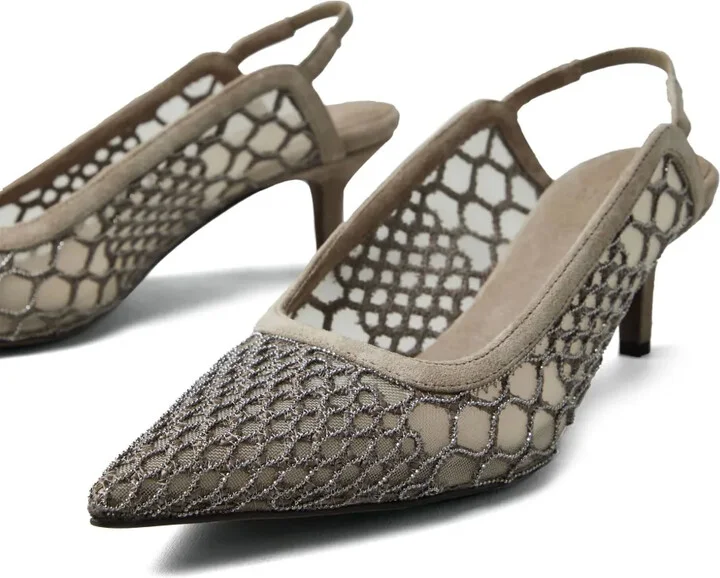 Net-Embroidery Suede Pumps - Image 4