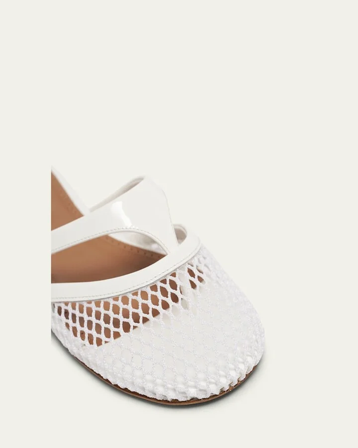 Net Leather Thong Mules - Image 4
