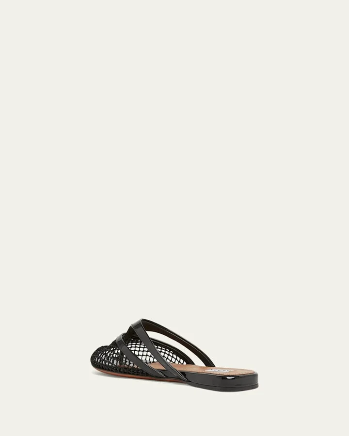 Net Leather Thong Mules - Image 8
