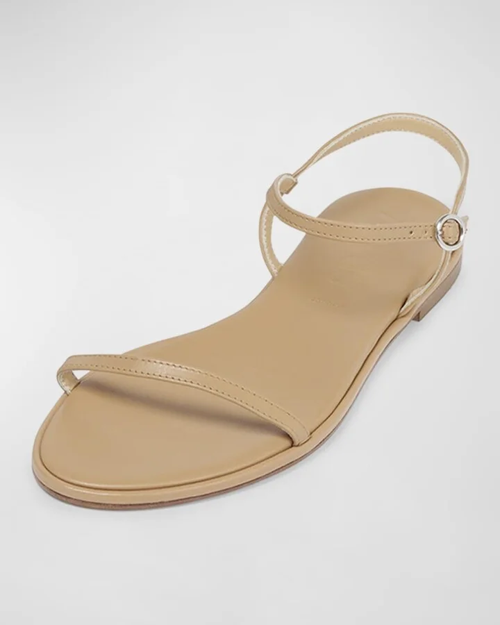 Nettie Nude Leather Ankle-Strap Sandals - Image 8