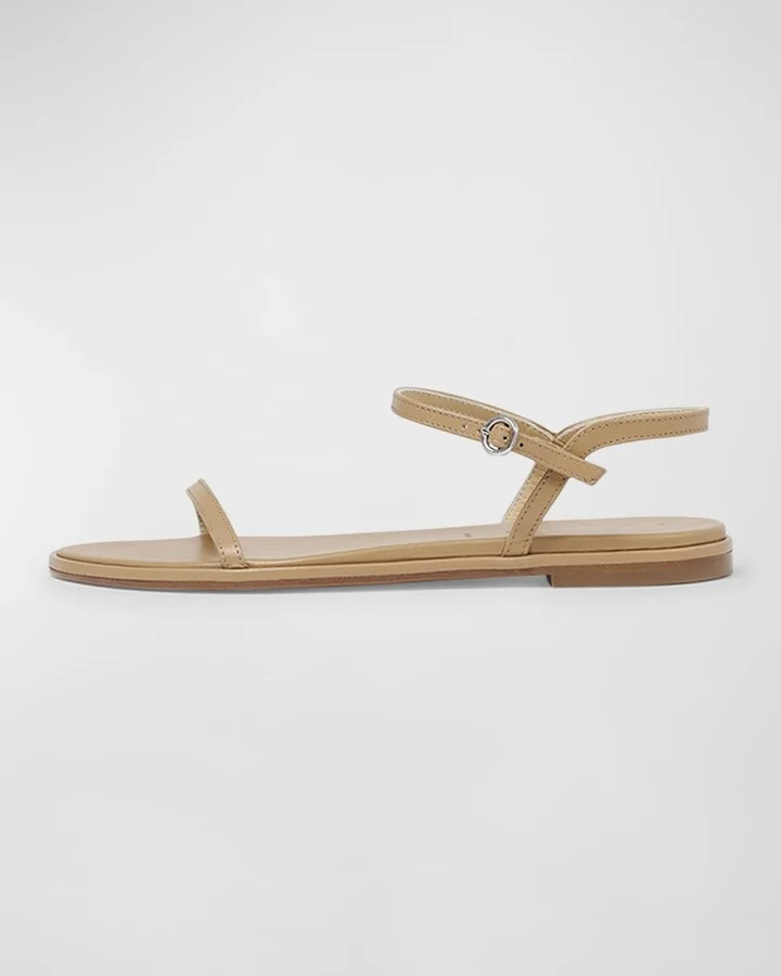 Nettie Nude Leather Ankle-Strap Sandals