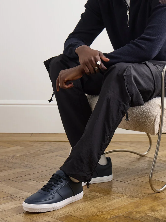 Neue York Logo-Appliquéd Leather Sneakers - Image 2