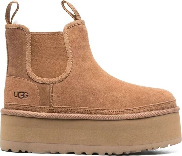 'neumel' Brown Ankle Boots With Platform In Suede Leather