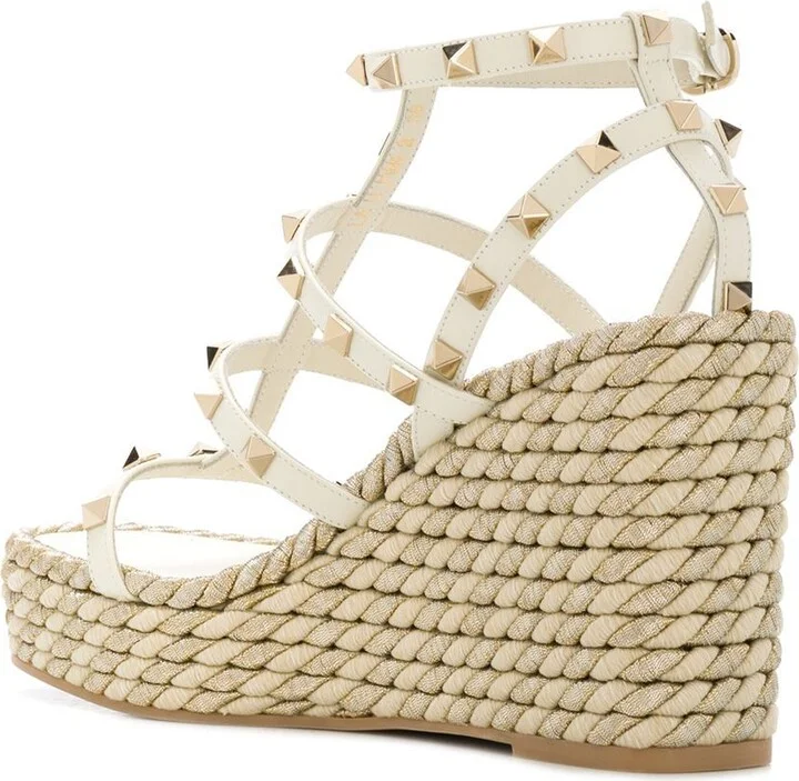 Neutral 95 Rockstud Wedge Sandals - Image 3