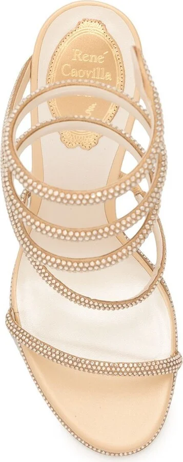 Neutral Cleo 115 Crystal Embellished Sandals - Image 4