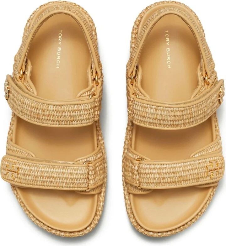 Neutral Double T Raffia Sandals - Image 4
