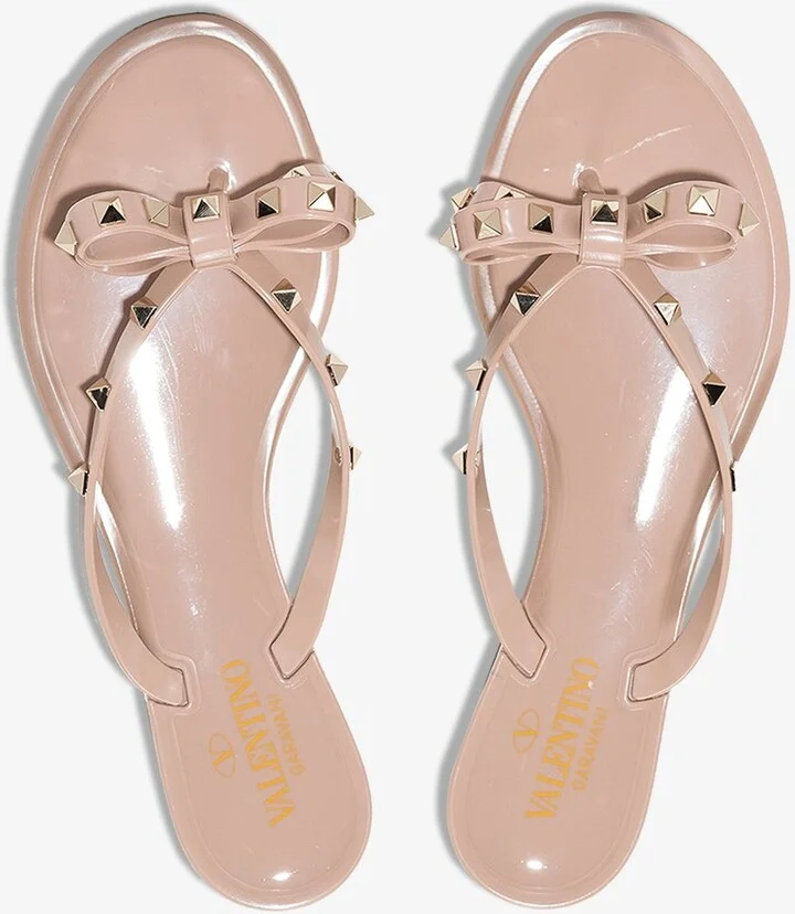 Neutral Rockstud Rubber Sandals - Image 5