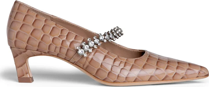 Neutrals Antonella Brown Leather Comfortable Dressy Evening Wedding Low Heel Pump - Image 5
